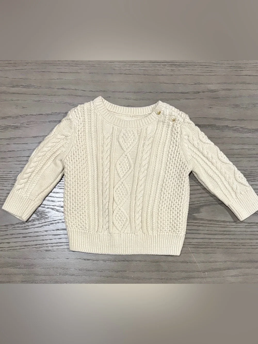 Baby GAP Cream Cable Knit Sweater with Shoulder Buttons